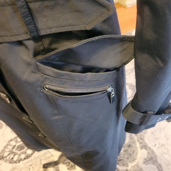 Bebe Cotton Blend Double Lined Removable Lining Faux Fur Trench Coat #510 - Picture 7 of 17